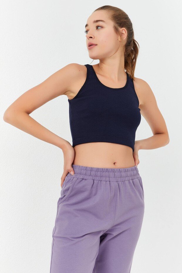 Basic U Yaka 5'li Paket Kadın Crop Top Atlet - 97160 - 3