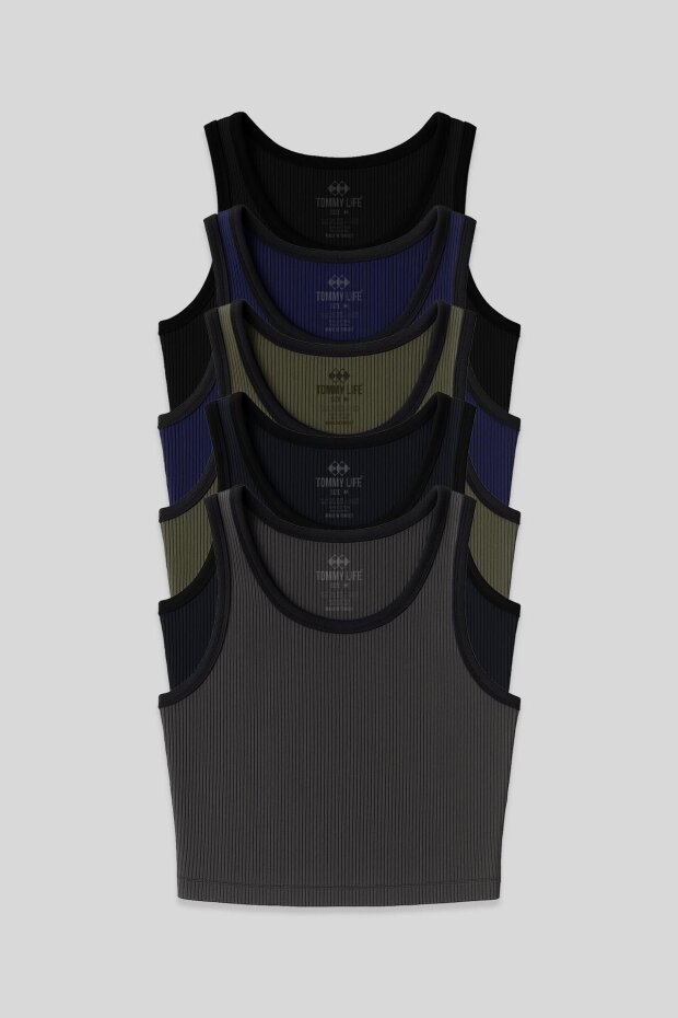 Basic U Yaka 5'li Paket Kadın Crop Top Atlet - 97160 - 2