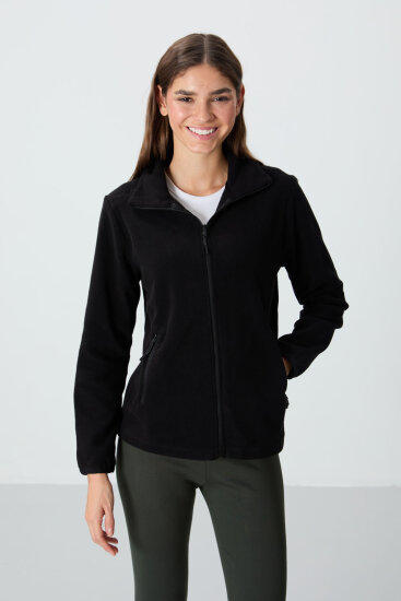 Rahat Form Dik Yaka 2'li Paket Siyah-Gül Kurusu Kadın Polar Sweatshirt - 97173 - TOMMYLIFE (1)