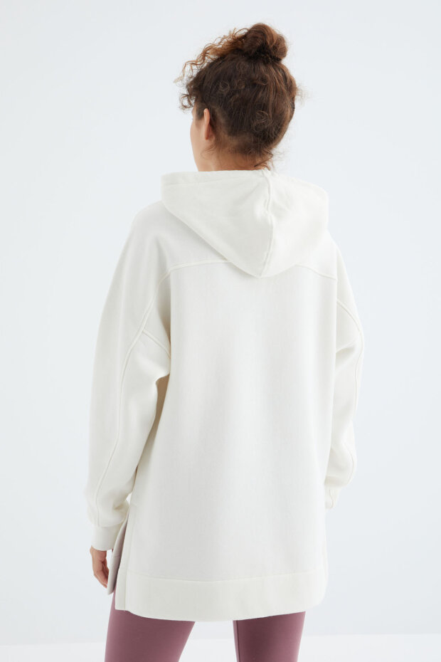 Oversize Kapüşonlu 2'li Paket Ekru-Kahverengi Kadın Tunik Sweatshirt - 97242 - 7