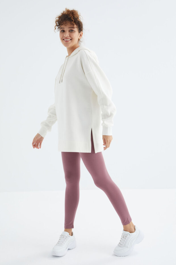 Oversize Kapüşonlu 2'li Paket Ekru-Yaban Gülü Kadın Tunik Sweatshirt - 97242 - 5