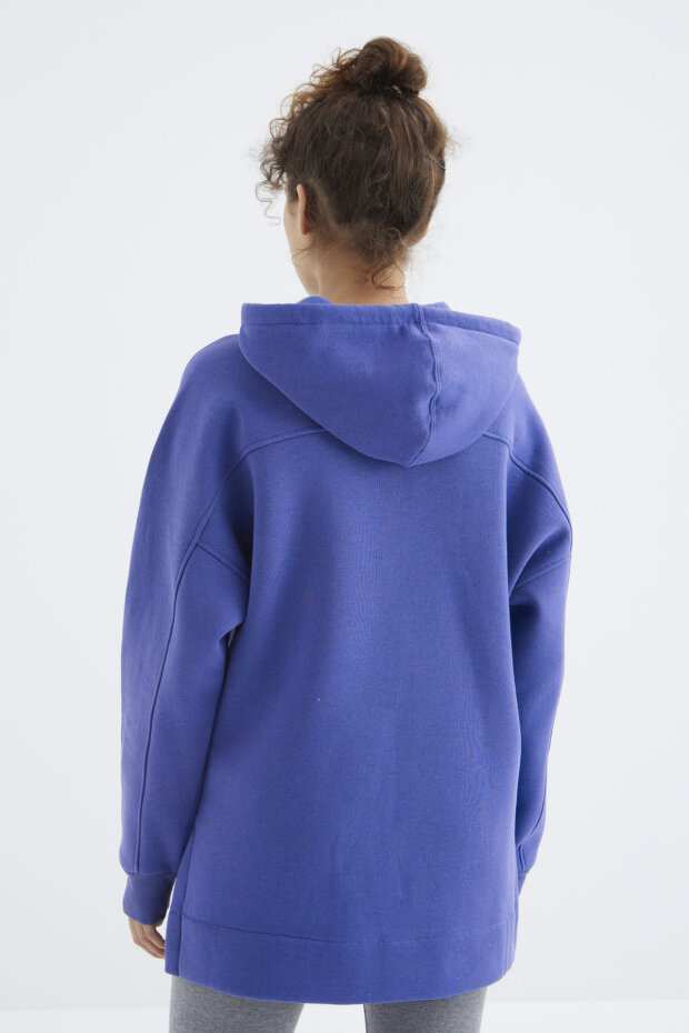 Oversize Kapüşonlu 2'li Paket Siyah-Eflatun Kadın Tunik Sweatshirt - 97242 - 5