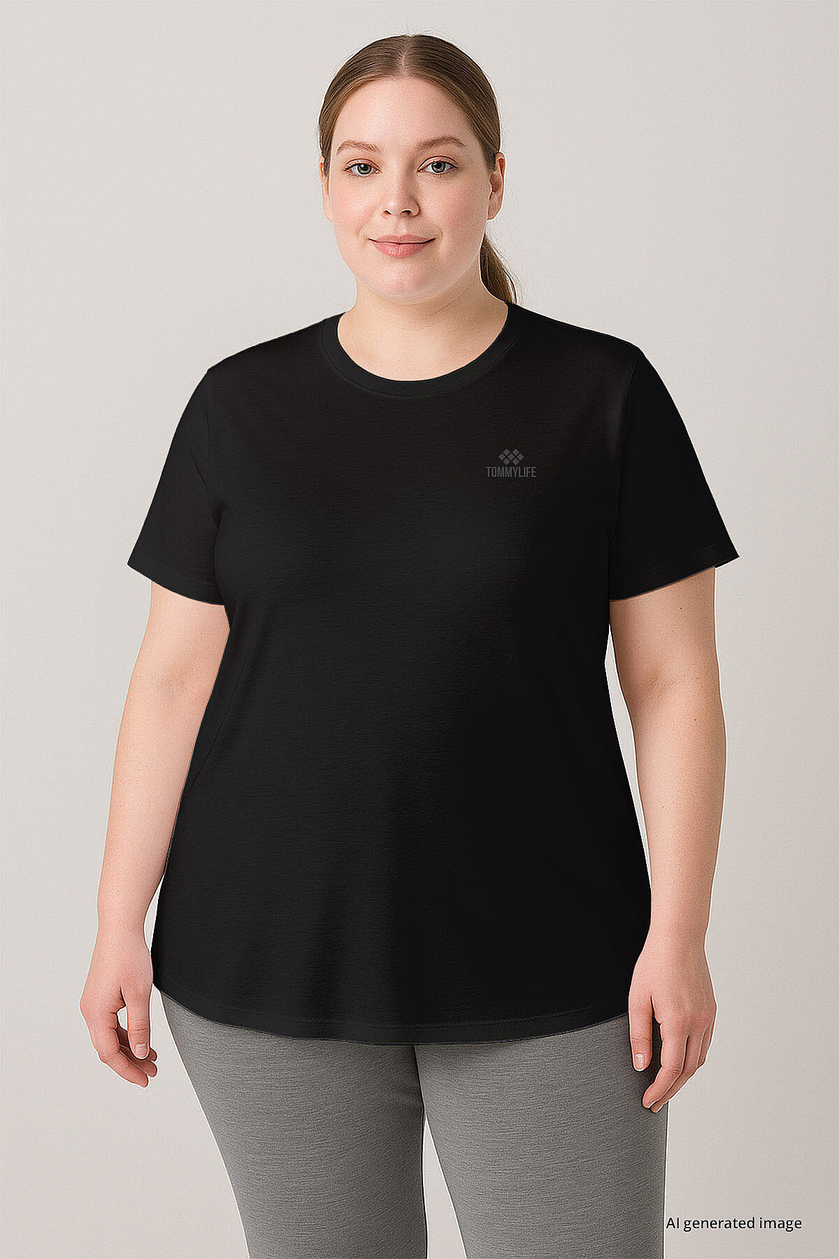 Rahat Form 2'li Paket Siyah-Beyaz Büyük Beden Performans Kadın T-Shirt-97308 - TOMMYLIFE (1)