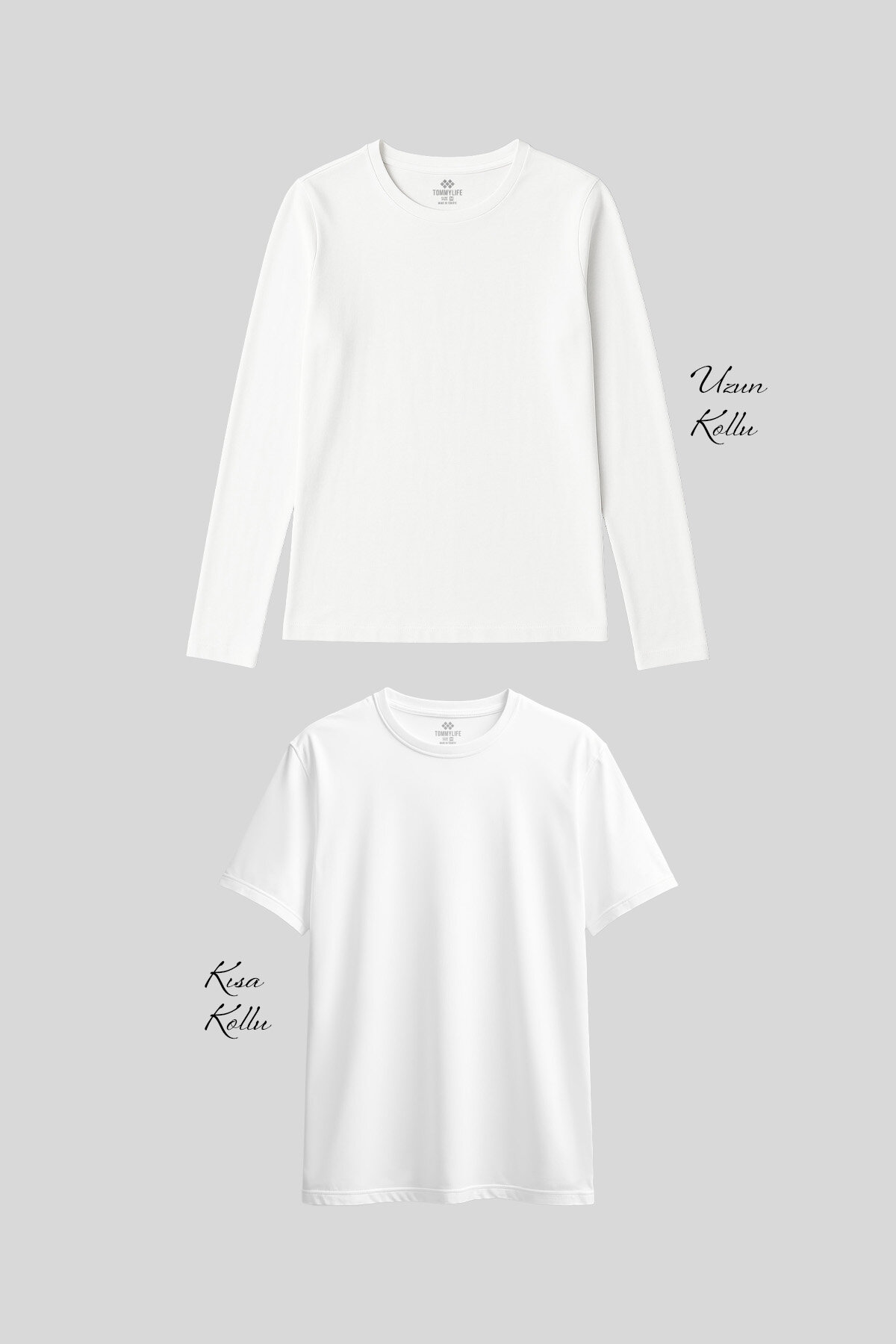 Basic O Yaka 2'li Paket Beyaz Kadın T-Shirt - TOMMYLIFE