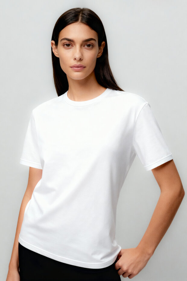 Standart Fit Basic O Yaka 3'lü Paket Siyah-Beyaz-Bej Kadın T-Shirt - 97311 - 3