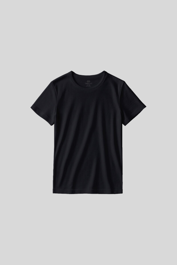 Standart Fit Basic O Yaka 3'lü Paket Siyah-Beyaz-Lacivert Kadın T-Shirt - 97311 - 7