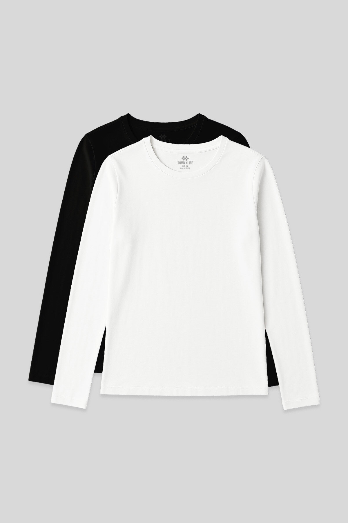 Standart Fit Basic O Yaka 2'li Paket Siyah-Beyaz Kadın T-Shirt - 97312 - TOMMYLIFE