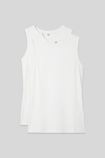 Slim Fit Basic O Yaka 2'li Paket Beyaz Kadın Atlet - 97313 