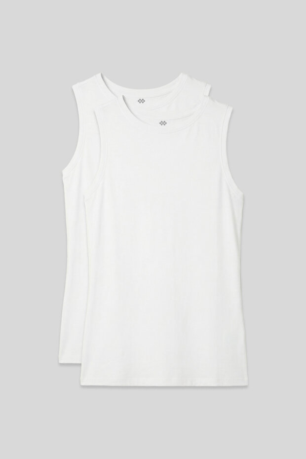 Slim Fit Basic O Yaka 2'li Paket Beyaz Kadın Atlet - 97313 - 1