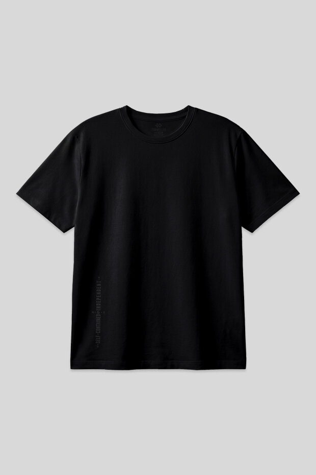 Siyah Baskılı O Yaka Rahat Form Battal Büyük Beden Erkek T-Shirt - 88472 - 2
