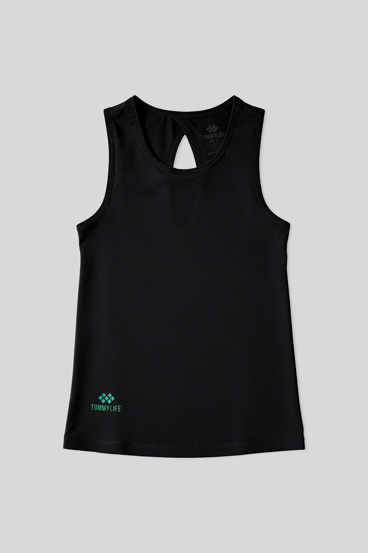 Siyah Standart Fit Çapraz Sırt Detaylı Kadın Spor Atlet - 97296 - TOMMYLIFE (1)