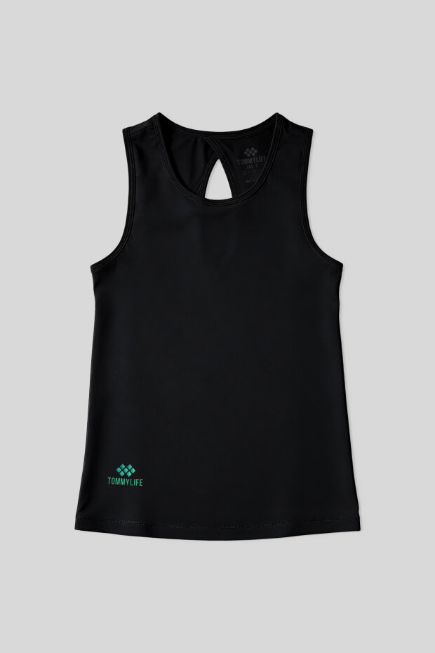 Siyah Standart Fit Çapraz Sırt Detaylı Kadın Spor Atlet - 97296 - 2