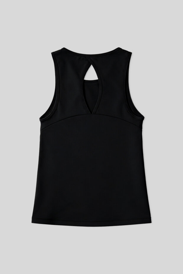 Siyah Standart Fit Çapraz Sırt Detaylı Kadın Spor Atlet - 97296 - 4