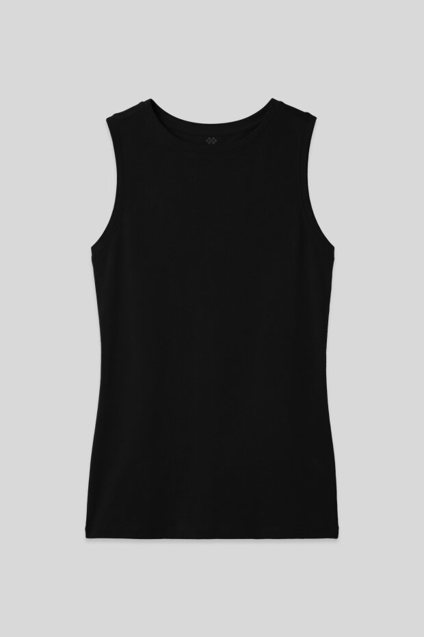 Siyah Slim Fit Basic O Yaka Sıfır Kol Kadın Atlet - 97313 - 2