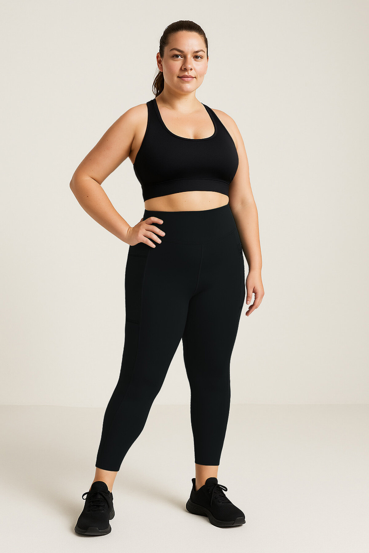 Siyah Esnek Standart Fit Performans Battal Büyük Beden Kadın Tayt - 94652 - TOMMYLIFE