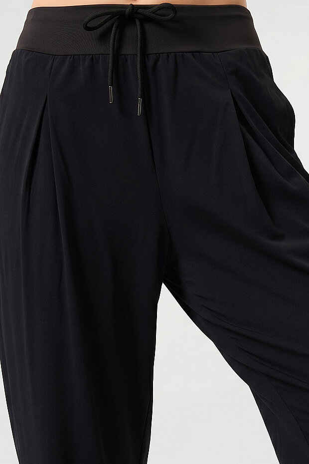Siyah Cepli Standart Kalıp Kadın Yoga Pantolon - 94677 - 4