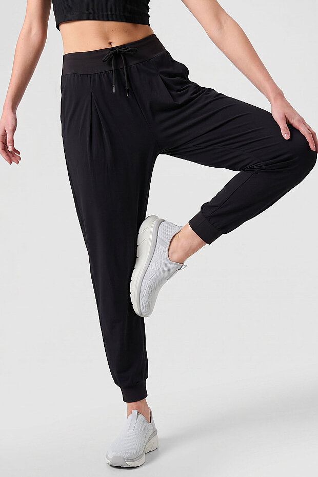 Siyah Cepli Standart Kalıp Kadın Yoga Pantolon - 94677 - 5