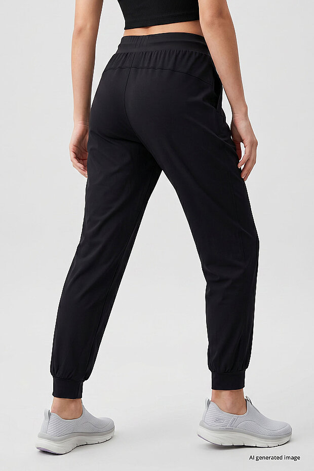 Siyah Cepli Standart Kalıp Kadın Yoga Pantolon - 94677 - 6