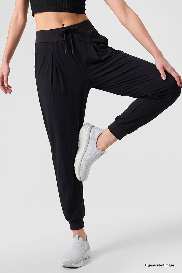 Siyah Cepli Standart Kalıp Kadın Yoga Pantolon - 94677 - 5