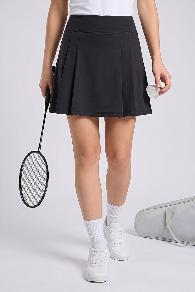 Siyah Sıkılaştırıcı Yüksek Bel Kadın Tenis Etek - 94690 - 4