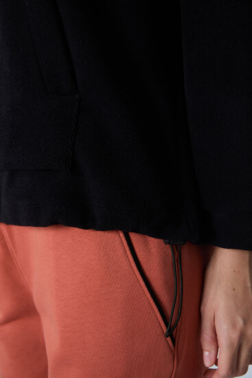 Siyah Kalın Yumuşak Dokulu Kapüşonlu Oversize Nakışlı Polar Kadın Sweatshirt - 97292 - TOMMYLIFE (1)