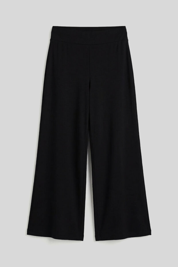 Siyah Comfort Fit Geniş Paça Korsajlı Palazzo Kadın Pantolon - 94681 - 3