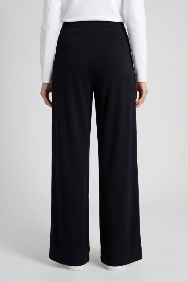 Siyah Comfort Fit Geniş Paça Korsajlı Palazzo Kadın Pantolon - 94681 - 5