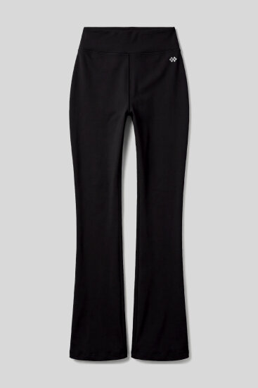 Siyah Esnek Yüksek Bel Spor Performans Kadın İspanyol Paça Kadın Tayt - 94686 - TOMMYLIFE