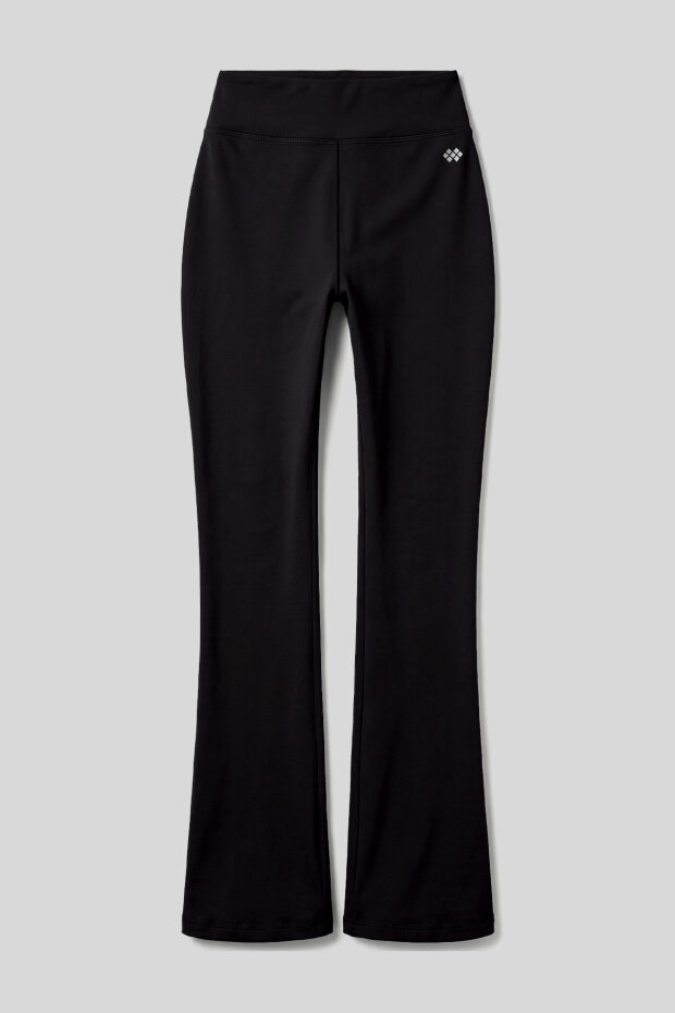 Siyah Esnek Yüksek Bel Spor Performans Kadın İspanyol Paça Kadın Tayt - 94686 - 1