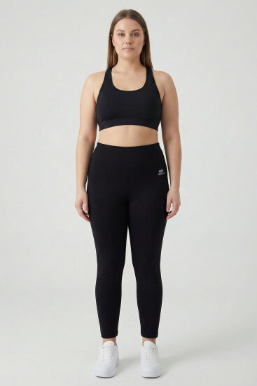 Siyah Yüksek Bel Toparlayıcı Battal Büyük Beden Kadın Tayt- 94650 