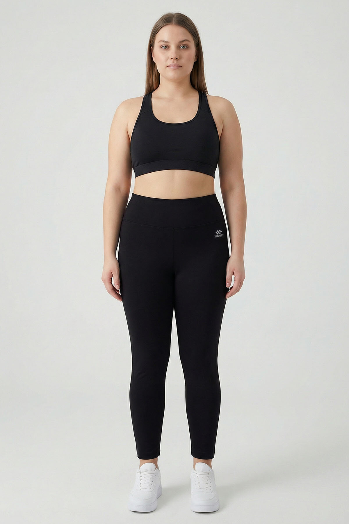 Siyah Yüksek Bel Toparlayıcı Battal Büyük Beden Kadın Tayt- 94650 - TOMMYLIFE