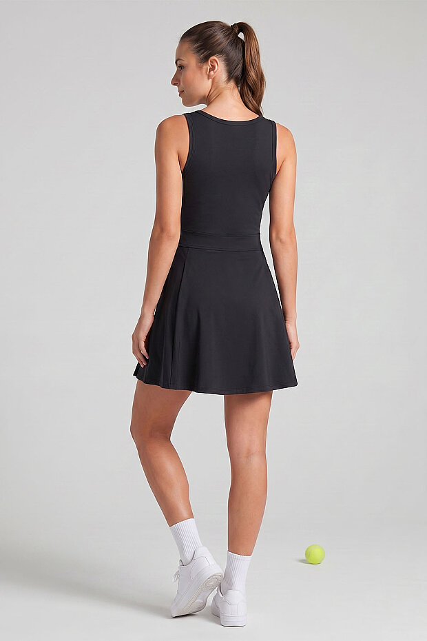 Siyah İçi Taytlı Kadın Tenis Elbise - 97320 - 6