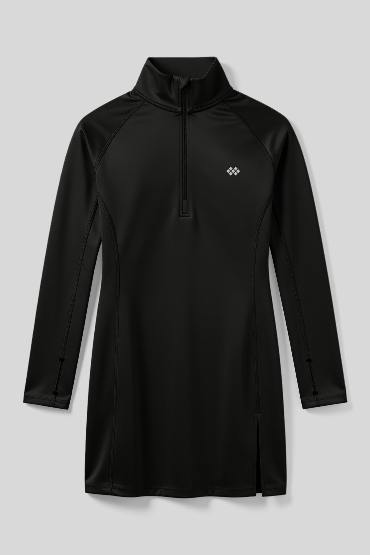 Siyah Yarım Fermuarlı Dik Yaka Standart Kalıp Kadın Sporcu Tunik - 97309 - TOMMYLIFE