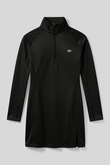 Siyah Yarım Fermuarlı Dik Yaka Standart Kalıp Kadın Sporcu Tunik - 97309 - TOMMYLIFE