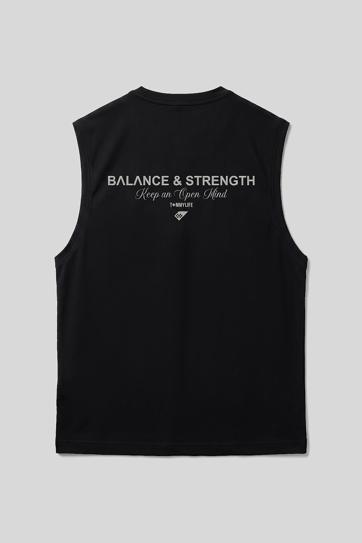 Siyah Rahat Form Baskılı Spor Performans Kolsuz Erkek Atlet - 88502 - TOMMYLIFE (1)
