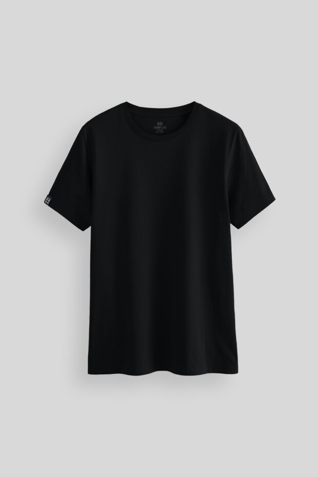 Siyah Erkek Basic Kısa Kol Standart Kalıp O Yaka T-shirt - 87911 - 1