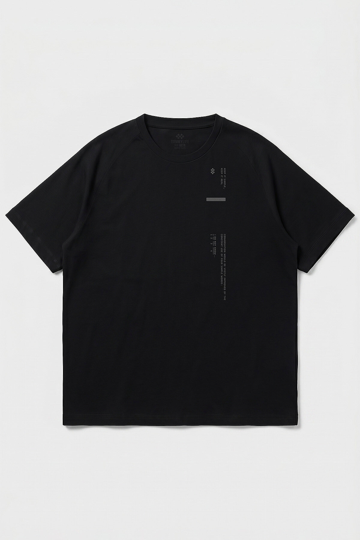 Siyah Baskılı Battal Büyük Beden Kısa Kollu Erkek T-Shirt - 88465 - TOMMYLIFE