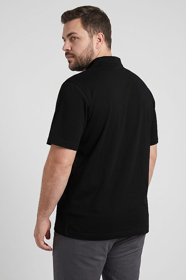 Siyah Polo Yaka Büyük Beden Battal Erkek T-Shirt - 88511 - 6