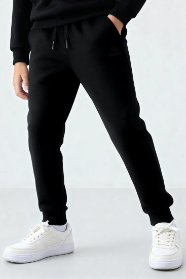 Siyah Standart Fit Manşetli İnce Erkek Çocuk Eşofman Alt - 11205 - TOMMYLIFE (1)