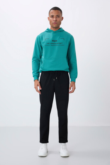 Siyah Yüzeyi Dokulu Standart Fit Erkek Eşofman Alt - 82154 - Air Jones (1)