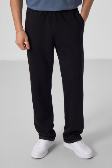 Siyah Yüzeyi Dokulu Rahat Form Palazzo Erkek Pantolon - 82164 - TOMMYLIFE (1)