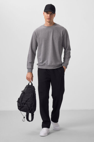 Siyah Yüzeyi Dokulu Standart Fit Palazzo Erkek Pantolon - 82171 - TOMMYLIFE (1)