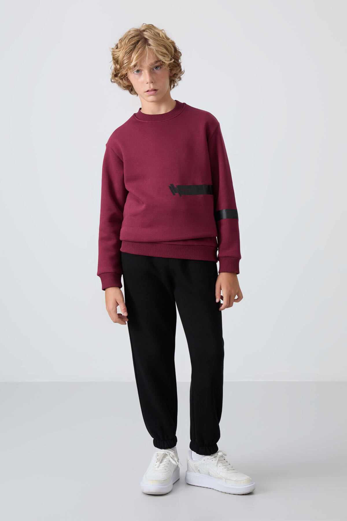 Siyah Pamuklu Kalın İçi Tüylü Yumuşak Dokulu Standart Fit Baskılı Erkek Çocuk Eşofman Alt - 11225 - TOMMYLIFE