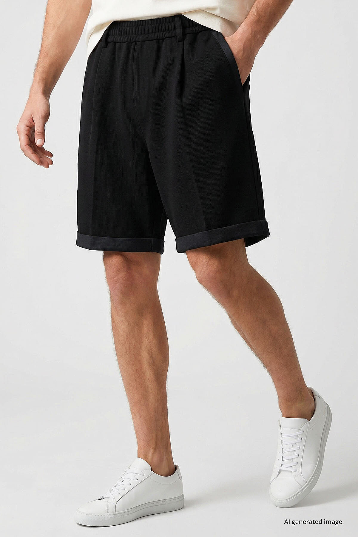 Siyah Oversize Fit Basic Kemer Detaylı Erkek Şort - 81285 - TOMMYLIFE