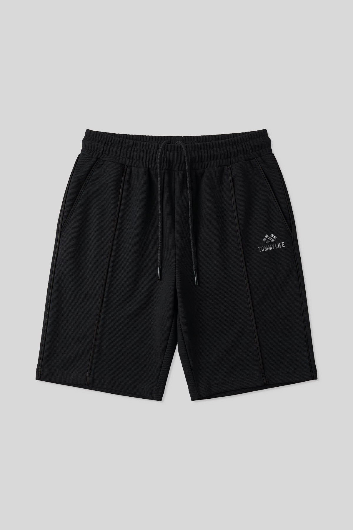 Siyah Oversize Fit Basic Ön Dikiş Detaylı Erkek Şort - 81283 - TOMMYLIFE