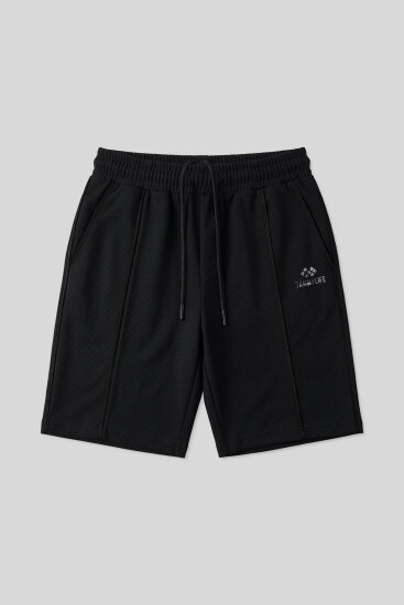 Siyah Oversize Fit Basic Ön Dikiş Detaylı Erkek Şort - 81283 