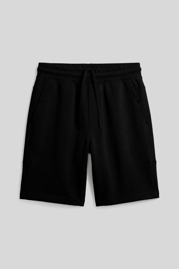 Siyah Rahat Form Bağcıklı Cep Detaylı Battal Büyük Beden Erkek Şort - 81297 - 2