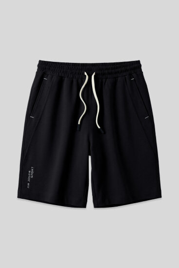 Siyah Pamuklu Kalın Yumuşak Dokulu Standart Fit Basic Erkek Şort - 81278 