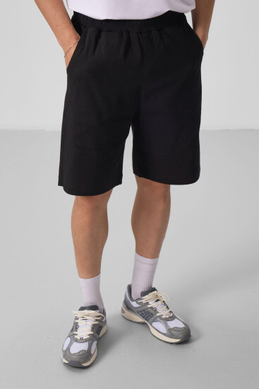 Siyah Standart Fit Dokuma Hafif Esnek Chino Erkek Şort - 81290 - TOMMYLIFE (1)