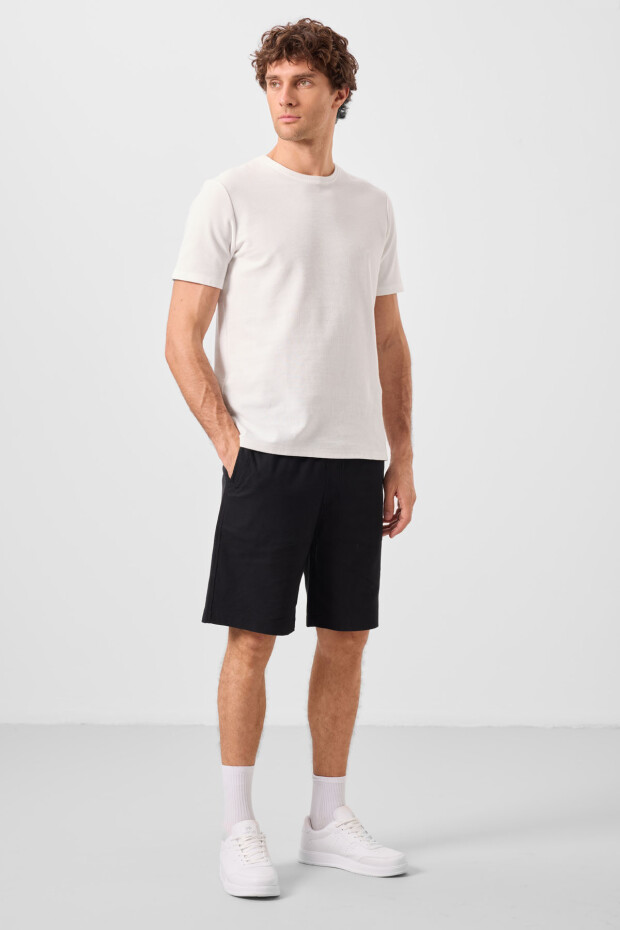 Siyah Standart Fit Dokuma Hafif Esnek Chino Erkek Şort - 81289 - 3